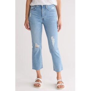 Frank & Eileen The Monaghan Ripped Raw Hem Crop Straight Leg Mom Jeans 1987 Wash